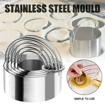 Huayishang Silicone Molds Stainless Round Handle with 5 Steel Cookies Pcs Baking Circle Cake Mould, Kitchen Essentials Clearance Sale Silver