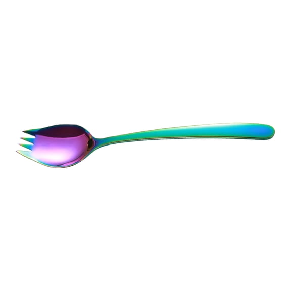 Huayishang Stainless Steel Cookware Set, Kitchen Essentials Clearance Sale Stainless Steel Noodles Fork Double Purpose Instant Noodles Spoon Fork Gold Plated Color Eating Instant