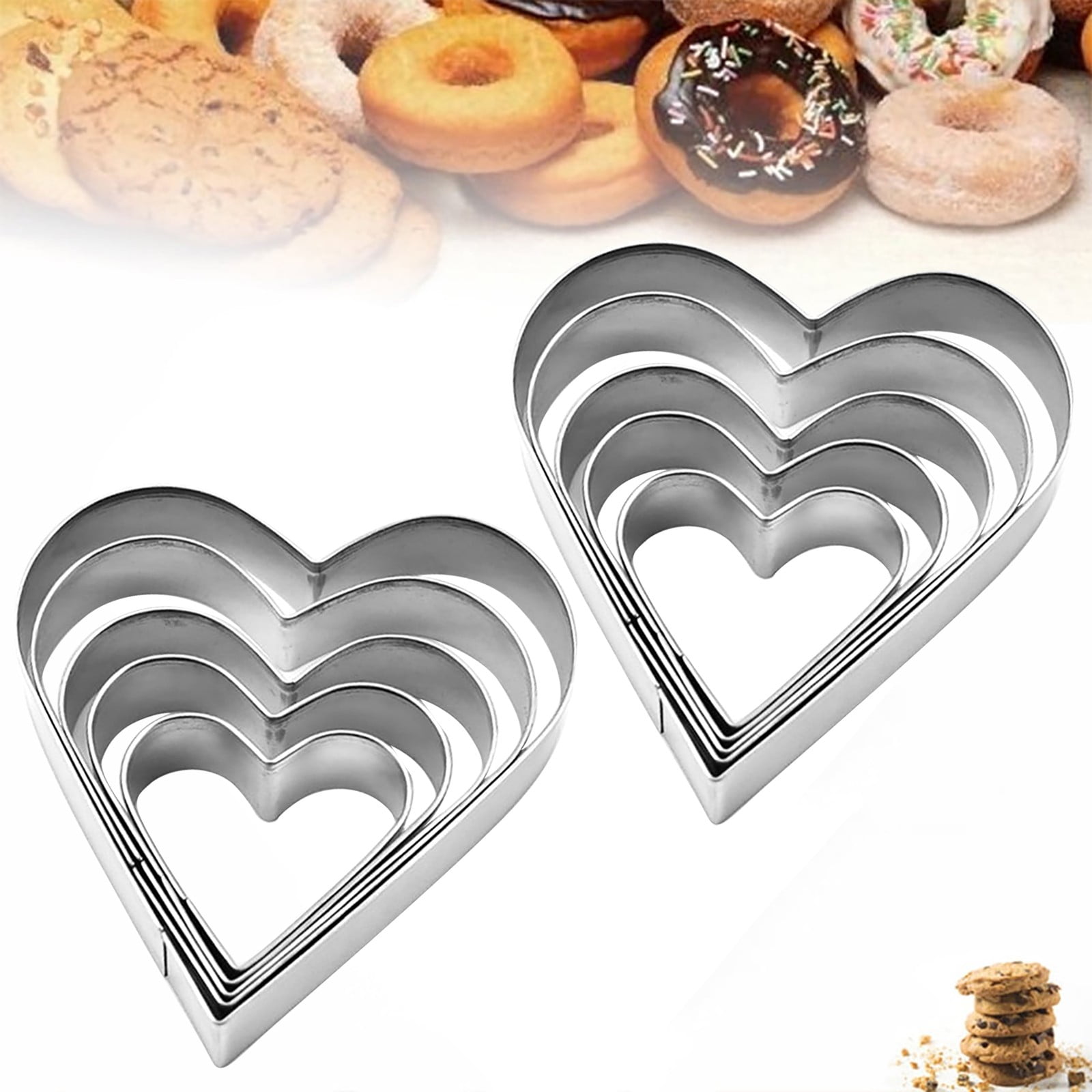 Flash Deals! Huayishang Stainless Steel Stamping Mold Cute Cake Tools Heart Shape Cutters Stainless Steel Plastic Cookie Cutter Set, Kitchen Essentials Clearance Sale Silver