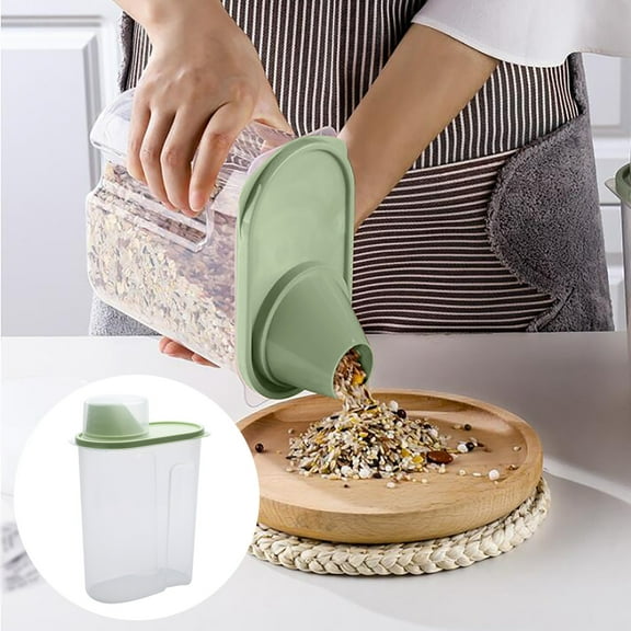 Huayishang Storage Box 2.5L Kitchen Grain Storage Jar Nordic Food Dry Goods Storage Box Plastic Sealed Jar Waterproof Grain Jar Green, Kitchen Essentials Clearance Sale Green