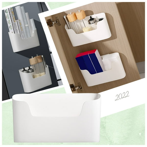 Huayishang Storage Box Multifunctional Hanging Storage Basket Wall Mounted Kitchen Drawer Shelf Rack Cabinet Push Pull Box for Seasoning, Kitchen Essentials Clearance Sale White