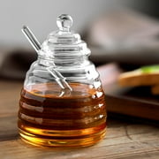 Huayishang Storage Container Honey Jar with Lid and Stirring Stick High Borosilicate Transparent Glass Jar B, Kitchen Essentials Clearance Sale