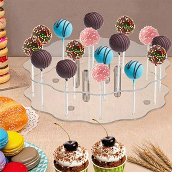 Huayishang Storage Rack 16 Hole Lace Disc Transparent Acrylic Lollipop Display Stand Wedding Birthday Party Gift Candy Decoration, Kitchen Essentials Clearance Sale Clear