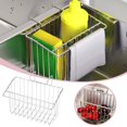 thumbnail image 1 of Huayishang Storage Rack 304 Stainless Steel Sink Drain Basket Multi Rod Dishwasher Dishwasher Rag Hanging Basket Cleaning Cloth Kitchen Rack, Kitchen Essentials Clearance Sale Silver, 1 of 5