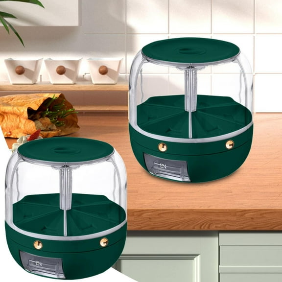 Huayishang Storage Rack, Kitchen Essentials Clearance Sale Rice Dispenser Grain Storage Container Dispenser 360°Rotation & One Click Output Grain Container with 6 Compartments Kitchen