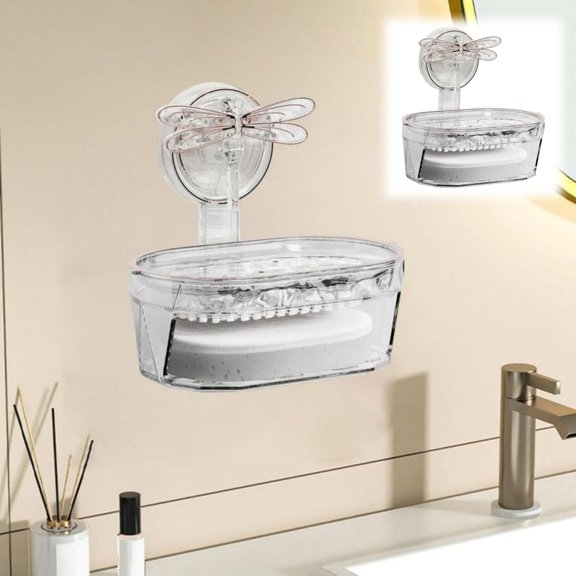 Huayishang Storage Rack, Kitchen Essentials Clearance Sale Suction Cup Soap Box Sponge Holder Suction Cup Soap Dish Powerful Vacuum Suction Soap Holder Butterfly Suction Cup Soap Box