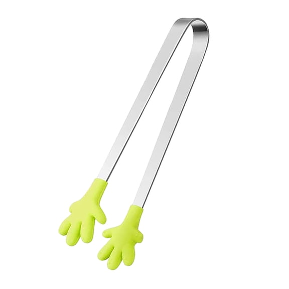 Rack Kitchen Tongs, Mini Stainless Steel Tongs with Hand Shaped Silicone Heads Yellow Clearance! 1*Stainless Steel Pliers