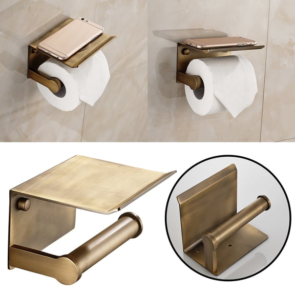 Huayishang Storage Rack Space Aluminum Square Toilet Paper Holder Toilet Roll Holder Mobile Phone Tissue Holder Toilet Paper Holder, Kitchen Essentials Clearance Sale Bronze
