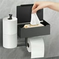 thumbnail image 1 of Huayishang Storage Rack Stainless Steel Tissue Box Bathroom Square Tissue Holder Toilet Paper Holder Punch-Free Roll Holder Wet Wipes Box, Kitchen Essentials Clearance Sale Black, 1 of 7