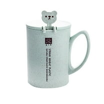 Huayishang Water Bottle 1Pc Mug Cartoon Cute Coffee Cereal Breakfast Water Cup with Lid with Spoon, Kitchen Essentials Clearance Sale Beige