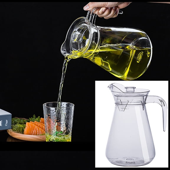 Huayishang Water Bottle Acrylic Beverage Storage Container Clear Jug Pc Juice Pitcher Household Cold Water Kettle, Kitchen Essentials Clearance Sale Silver
