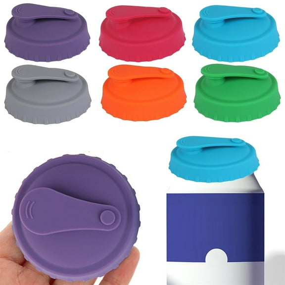 Huayishang Water Bottle Can Lids Juice Beverage No Spill Silicone Can Lid Fits Standard Cans Protector (6 Pack Assorted), Kitchen Essentials Clearance Sale Pink