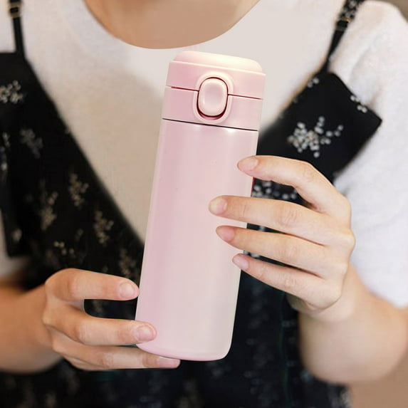 Huayishang Water Bottle Fashion 304 Stainless Steel Thermos Cup Mini Pop-Up Cover Portable Cup E 320Ml, Kitchen Essentials Clearance Sale