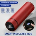 thumbnail image 1 of Huayishang Water Bottle Led Smart Touch Screen Thermos Cup, Smart Display Series, 304 Inner Material + 201 Outer Material, 1Pc, Red, 500Ml Color Box, Kitchen Essentials Clearance Sale, 1 of 9