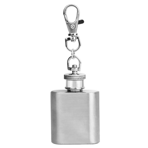 Huayishang Water Bottle Mini 1 Oz Portable Stainless Steel Hip Flask with Keychain 568, Kitchen Essentials Clearance Sale Silver