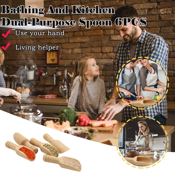 Huayishang Wooden Spoons for Cooking, Kitchen Essentials Clearance Sale Exquisite Wooden Tea Spoon Bath Salt Wooden Spoon Solid Wood Shovel Small Wooden Spoon, Can Be Used For