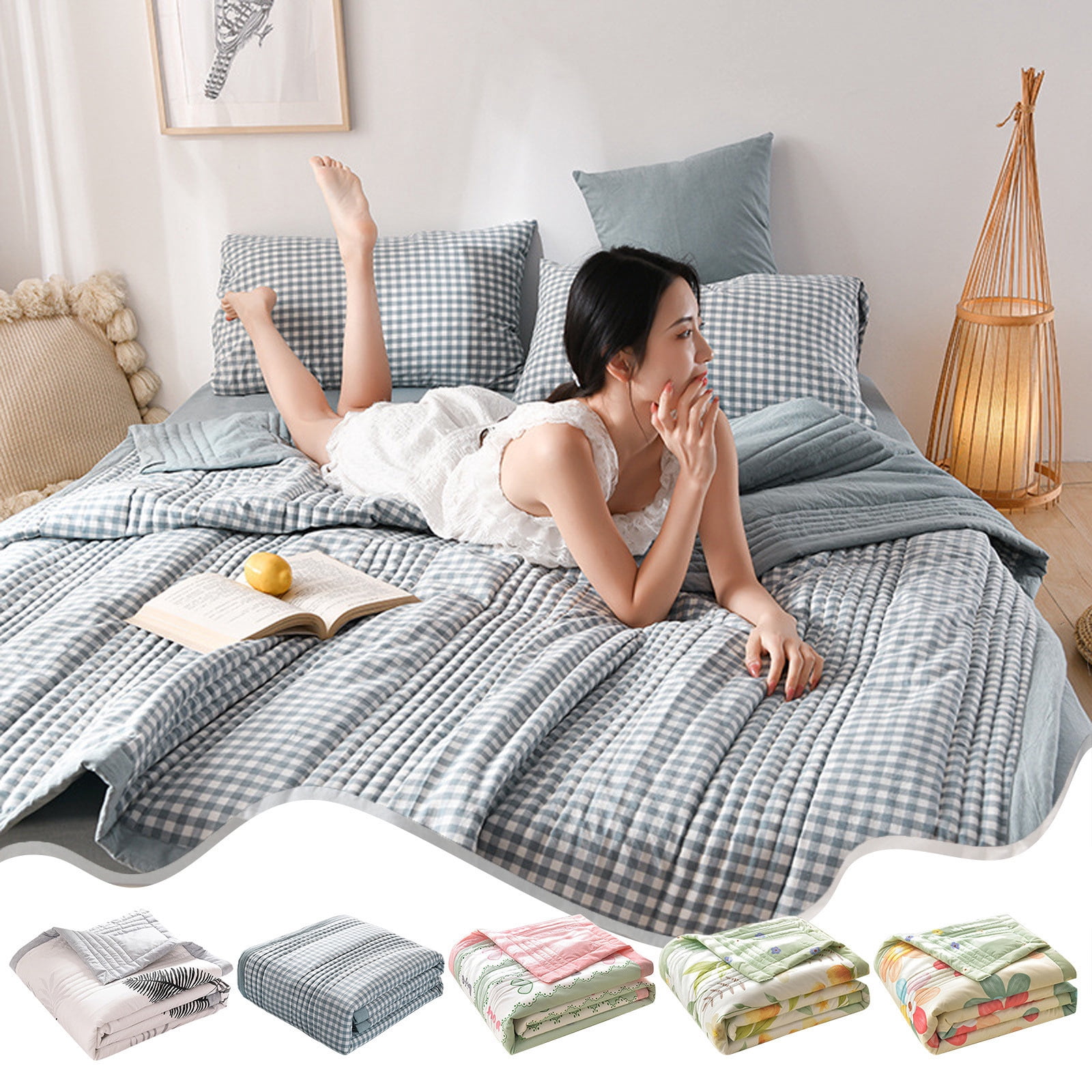 InsCrazy Cooling Comforter Queen Size Skin-friendly and Keep Adults Cool on Warm Nights