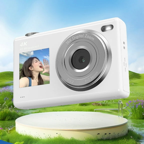 InsCrazy Digital Camera CCD Student Digital Camera 1080P HD Two Screen Selfie 16x Digital Focusing Retro Card Machine Portable