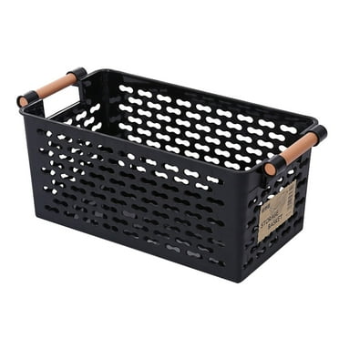 ⚡ Flash Deals! Jiiey Plastic Storage Basket with Handle – Weave Design Organizer Bin for Bathroom, Kitchen, Countertop, Cabinet, Desk