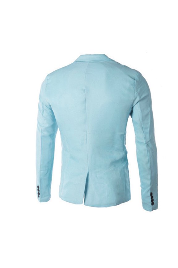HWRETIE Charm Men's Casual Slim Fit One Button Suitr Coat Jacket Tops Men/Blue 2Xl