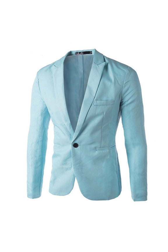 HWRETIE Charm Men's Casual Slim Fit One Button Suitr Coat Jacket Tops Men/Blue 2Xl