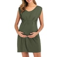 thumbnail image 1 of LoyisViDion Womens Maternity Dresses Clearance Woman Summer Round Neck Leeve Solid Color Sexy Fashion Maternity Elegant Dress Green M, 1 of 5