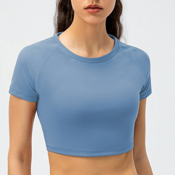 LoyisVidion Fitted Moisture-Wicking T-Shirt for Active Wear - Women's Quick-drying Running T-shirt Women's Short -sleeved Sports Tights Xianthin Sexy Yoga Suit