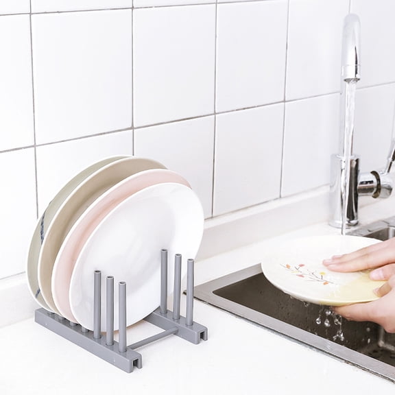 Nomeni Storage Rack Plastic Dish Rack Dish Rack Plate Rack Pot Lid Rack Gray, 1X Dish Rack Grey