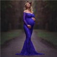 thumbnail image 1 of HWRETIE Casual Dresses Womens Maternity Dresses Ladies Fashion Sexy Mesh Lace Long Sleeve Photography Mopping Long Dress,Maternity/Blue 2Xl, 1 of 6