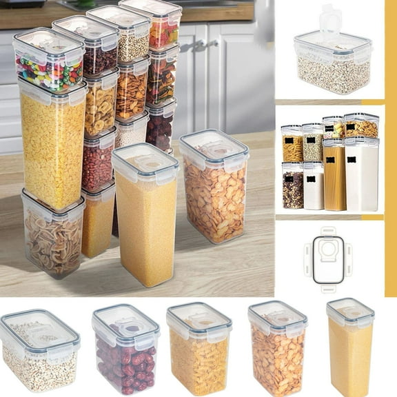 Storage Box 5 Size Single Clear Plastic Storage Jars Vacuum Proof Fresh Storage Airtight Jars Kitchen Airtight Jars with Lids Proof Crispers, Kitchen Essentials Clearance Sale