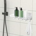 thumbnail image 1 of Storage and Organization, InsCrazy Bathroom Shelves Restroom Shelves Wall Mounted Storage Racks No Hole Hanging Wall Bathroom Storage Racks, 1 of 7
