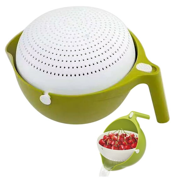 Storage Rack Double Drain Basket Bowl Rice Washing Kitchen Sink Strainer Noodles Vegetables Fruit Kitchen Gadget Colander Household Tableware, Kitchen Essentials Clearance Sale