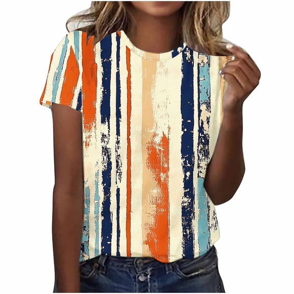 Summer Boho Tops Womens Cute Floral Printed Tunic Blouses Crewneck Causal Short Sleeve Shirts Relaxed Fit Plus Size Tees Dressy Casual Ladies Tunics Tops Going Out Outfits