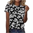 thumbnail image 1 of Summer Boho Tops Womens Cute Floral Printed Tunic Blouses Crewneck Causal Short Sleeve Shirts Relaxed Fit Plus Size Tees Dressy Casual Ladies Tunics Tops Going Out Outfits, 1 of 5