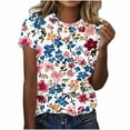 thumbnail image 1 of Summer Boho Tops Womens Cute Floral Printed Tunic Blouses Crewneck Causal Short Sleeve Shirts Relaxed Fit Plus Size Tees Dressy Casual Ladies Tunics Tops Going Out Outfits, 1 of 5