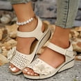 thumbnail image 1 of Xunlbb Clearance, Women's New Plus-size Hollowed-out Flower Platform One-line Buckle Wedge Sandals, 1 of 8