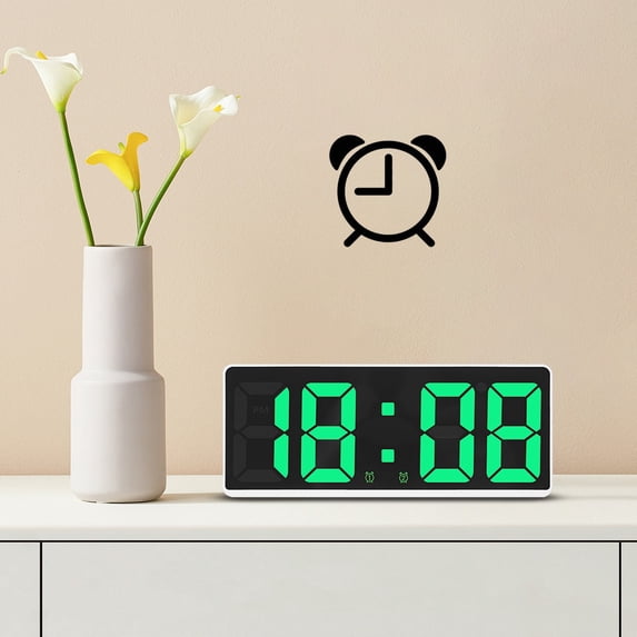 Big Savings karymi Digital Alarm Clock Simples LED Large Digital Display Fashion Alarm Clock Fully Functional Desktop Bedside Study Kitchen Clock White Frame Apartment Essentials Summer Clearance