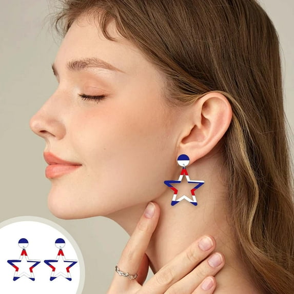 karymi Earrings Flag Red White and Blue Earrings for Women 4th of July Dangle Earrings for Women Summer
