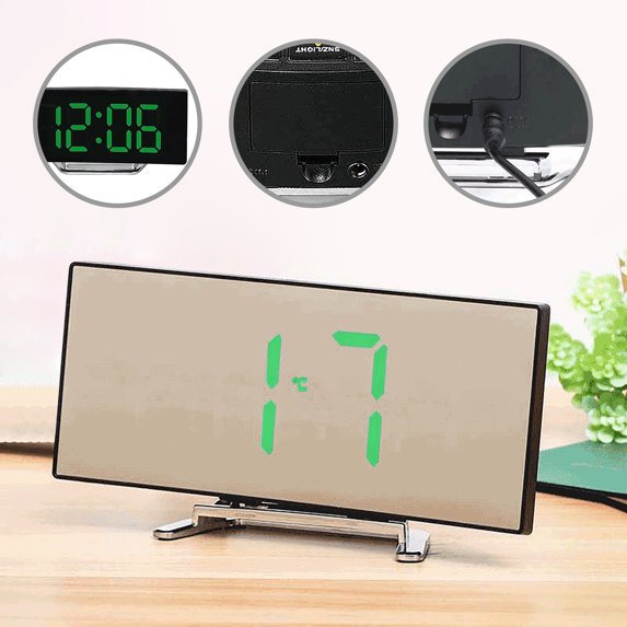 Big Savings karymi Table Clock Large Screen LED Curved Screen Alarm Clock Intelligent Electronic Digital Clock for Bedroom Office Summer Clearance Summer Savings Holiday Gifts