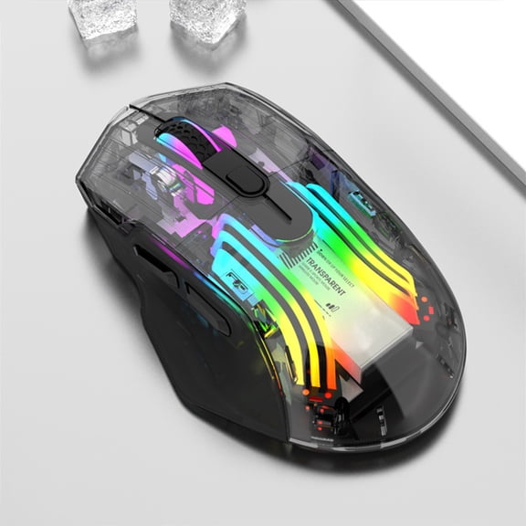 karymi Wired Connection Wireless Connection Bluetooth Connection The Third Mock Examination Full Transparent RGB Cool Light Effect 5-gear DPI Adjustment Game Mouse Housewarming Gifts