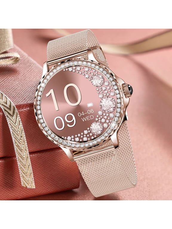 Women's Smart Watch 1.3 Inch Smart Watch for Android and IOS Phones IP68 Water Fitness Watch Voice Features for Women and Men Dorm Decor Apartment Essentials