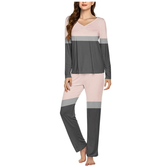 The Big Save kttectoa Outfits for Women Pj Sets for Woman Matching Sets Women Clothing Printed Long Sleeve Crew Neck Pullover Shirts and Elastic Waist Pants Sets Pajamas for Women Set