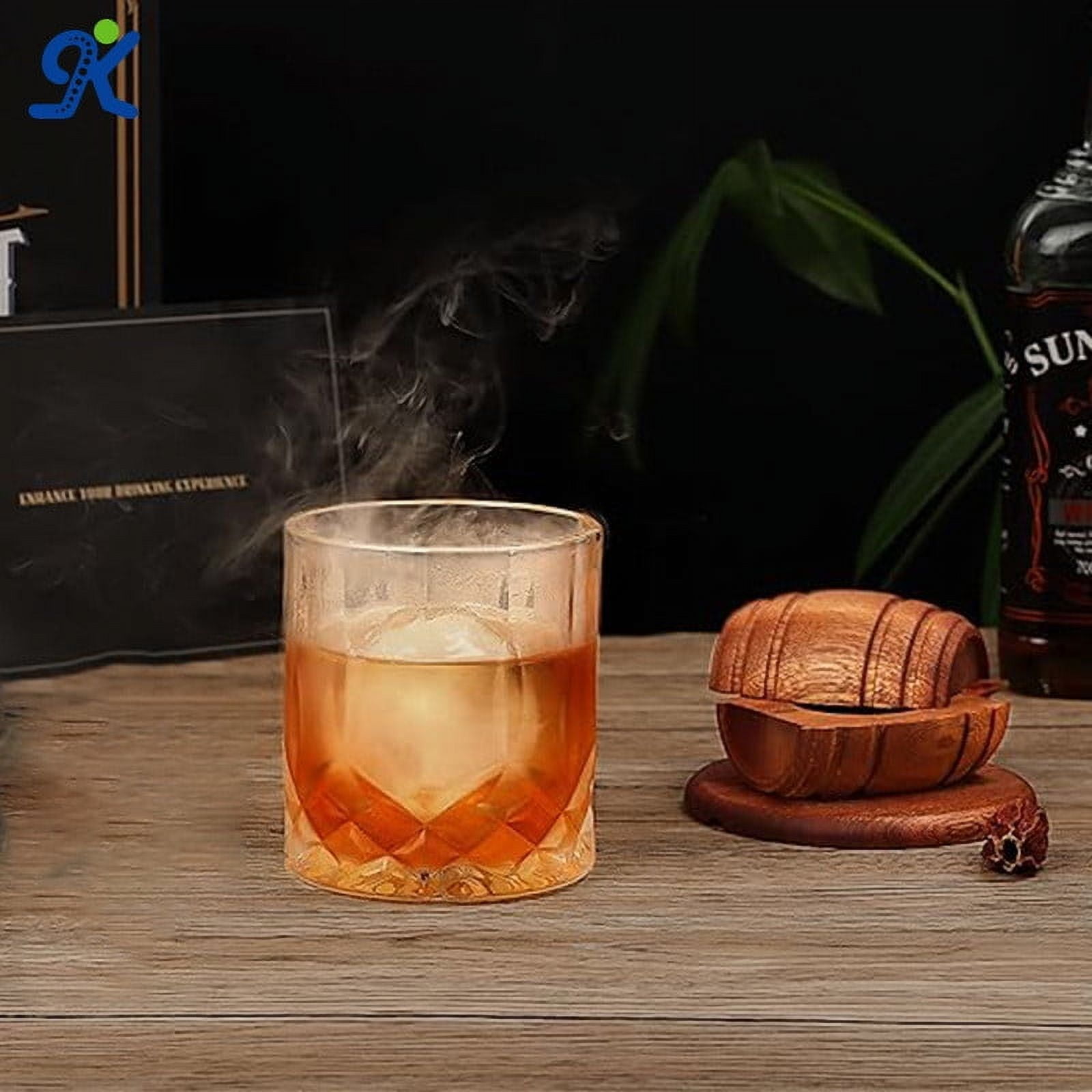 Flash Deals! mtvxesu Cocktail Barrel Smoker Wooden Smoker With Sawdust And Fruit Filter For Whiskey And Cocktail Infusion Home Bar Accessory