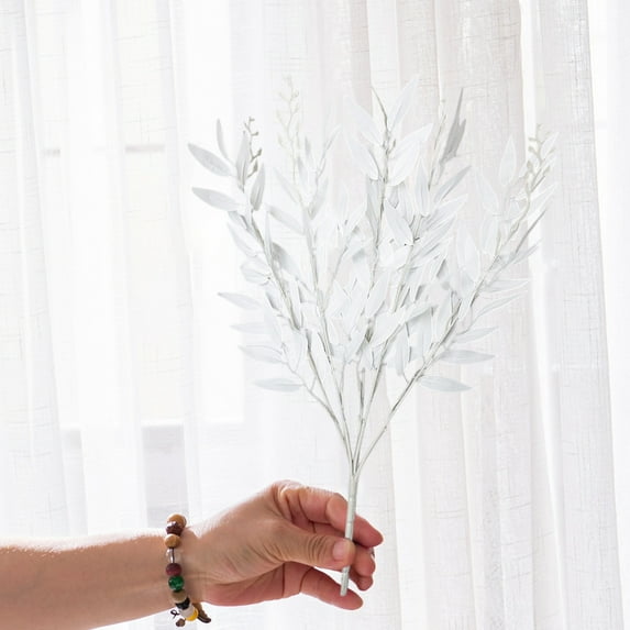 mtvxesu Premium Artificial Willow Leaves Plastic Fake Flowers For Home Decor Realistic Faux Greenery Indoor Outdoor Decorative Plants Set Of 12