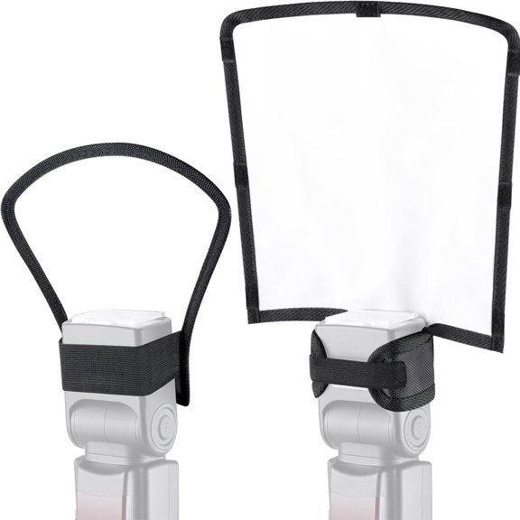 Flash Diffuser Reflector Kit - Bend Bounce Flash Diffuser+ Silver/White Reflector for Speedlight, Universal Mount for Canon, Nikon, etc.