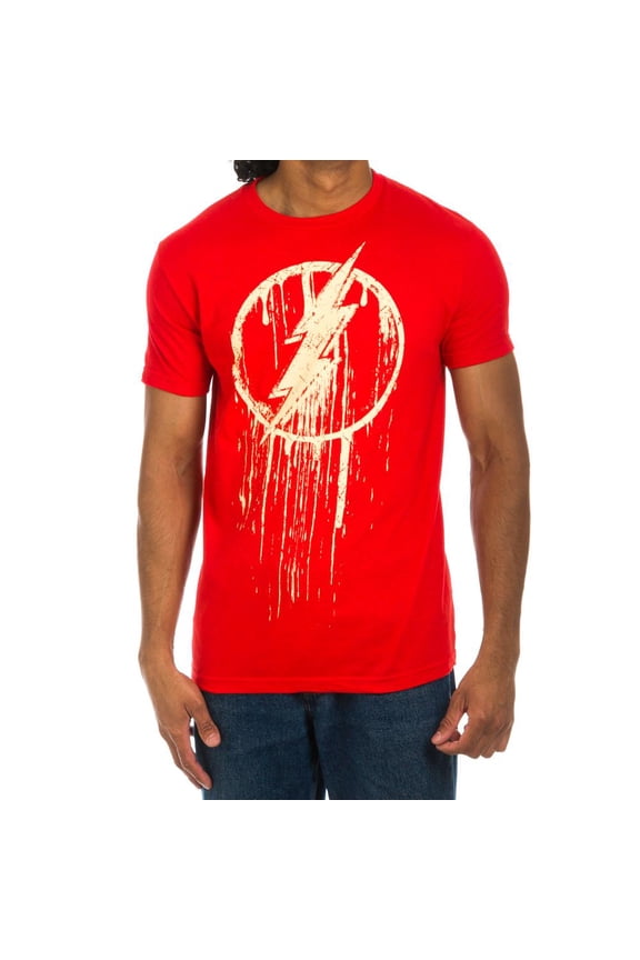 Flash Dripping Logo Men's Red T-Shirt-M