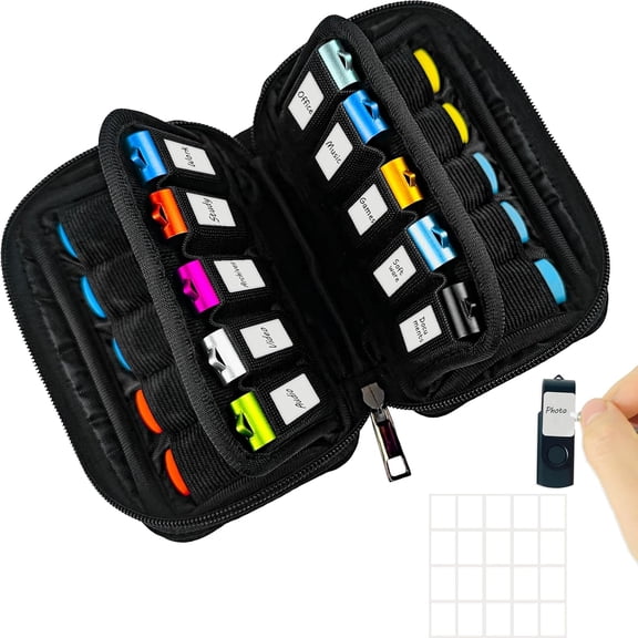 Flash Drive Case 20 Slots Storage Case  USB Holder Storage Bag for Flash Drive Electronic Accessories Organizer for Memory Stick, Jump Drive, Thumb Drive, USB Cases