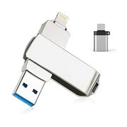 Flash Drive for iPhone, with Lanyard KEXIN 128GB USB 3.0 IOS Memory Stick for iPhone / iPad / Android / Computer, 3-in-1, White