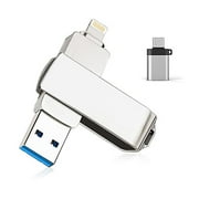 Flash Drive for iPhone, with Lanyard，KEXIN 256GB USB 3.0 IOS Memory Stick for iPhone / iPad / Android / Computer, 3-in-1, White