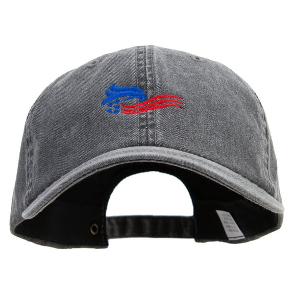 Flash Eagle Logo Embroidered Big Size Washed Pigment Dyed Cap - Black XL-3XL